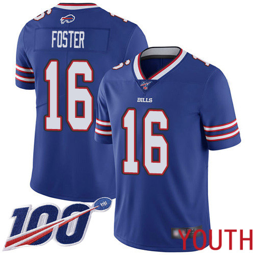 Youth Buffalo Bills #16 Robert Foster Royal Blue Team Color Vapor Untouchable Limited Player 100th Season NFL Jersey